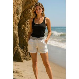 NWT James Perse Los Angeles White Linen Shorts  Women's Size 4 XL